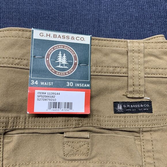 G. H. BASS & CO. Mens Utility Ground Work Pants Size 34 W x 30 L Khaki Brown NEW - Picture 2 of 9
